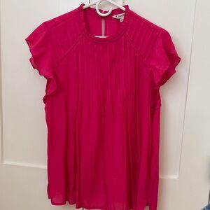 Nanette Lepore Pink Pleated Blouse with Ruffle Sleeves